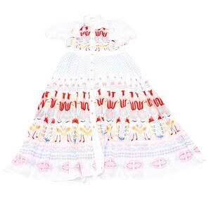 Trendy by Tala White Flower Printed Short Sleeve Midi Pleated Dress Size XL